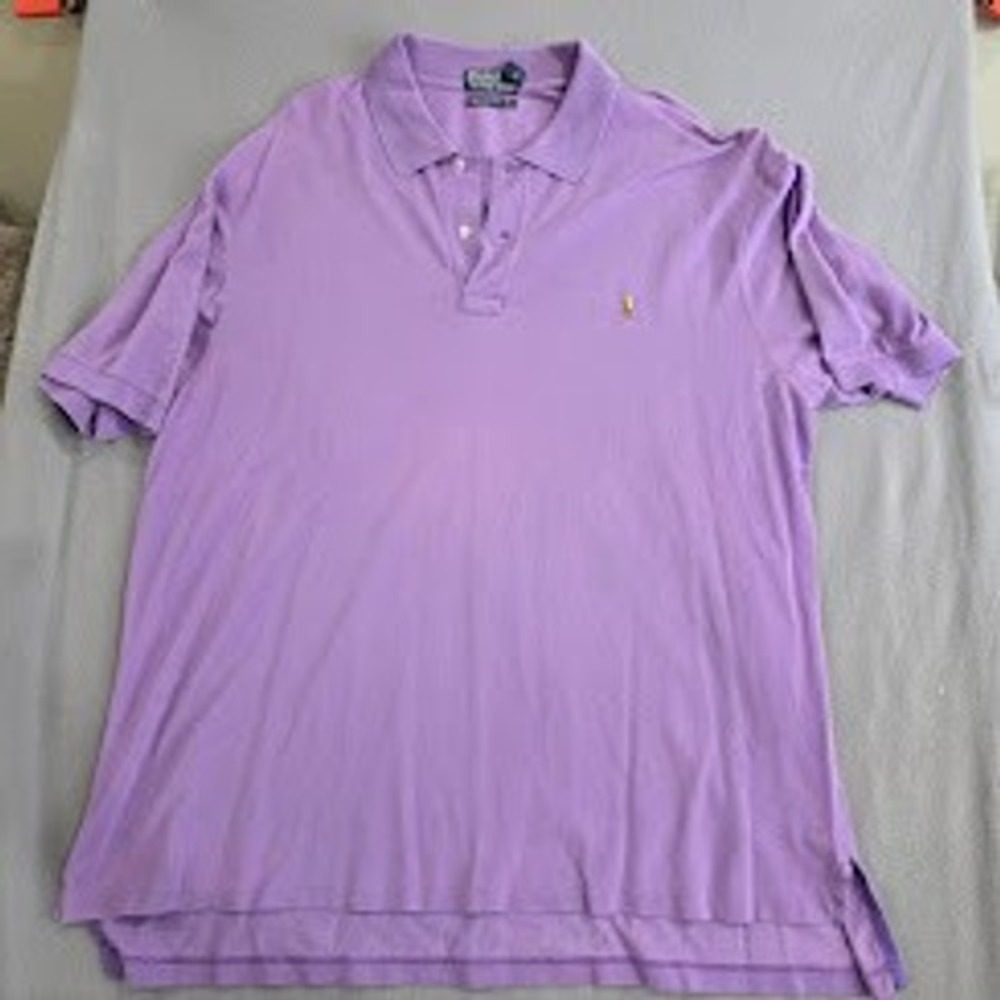 Polo Ralph Lauren Purple Mercerized Pima Mesh Polo Shirt Men 2XB Big Shortsleeve